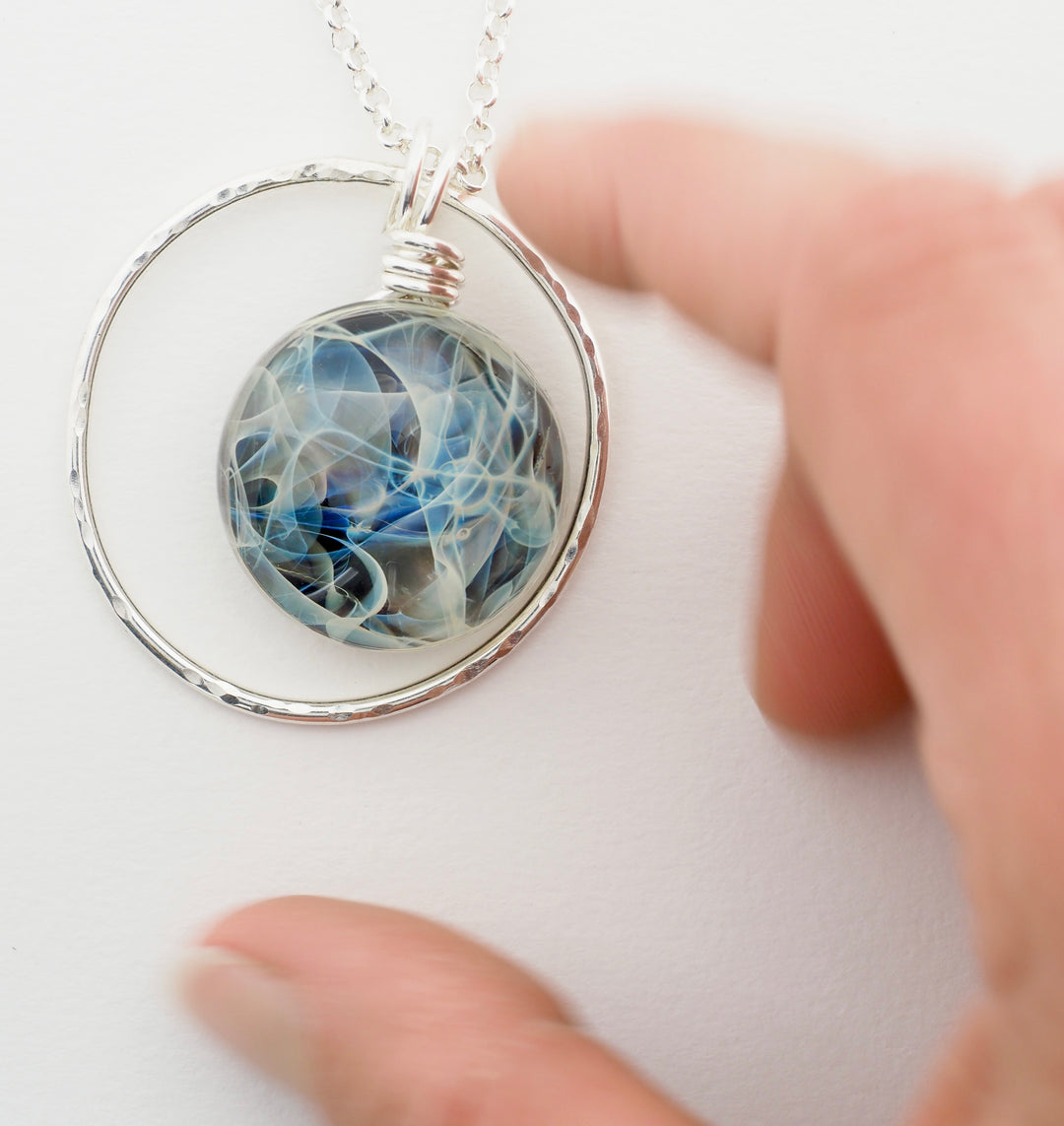 Memorial Silver Single Hoop Necklace