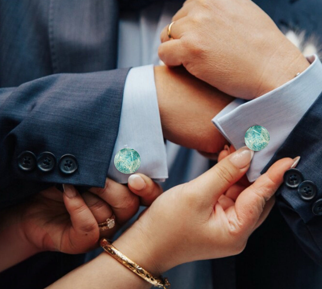 Memorial Silver Smoke Cufflinks - Cremation Ash Jewelry