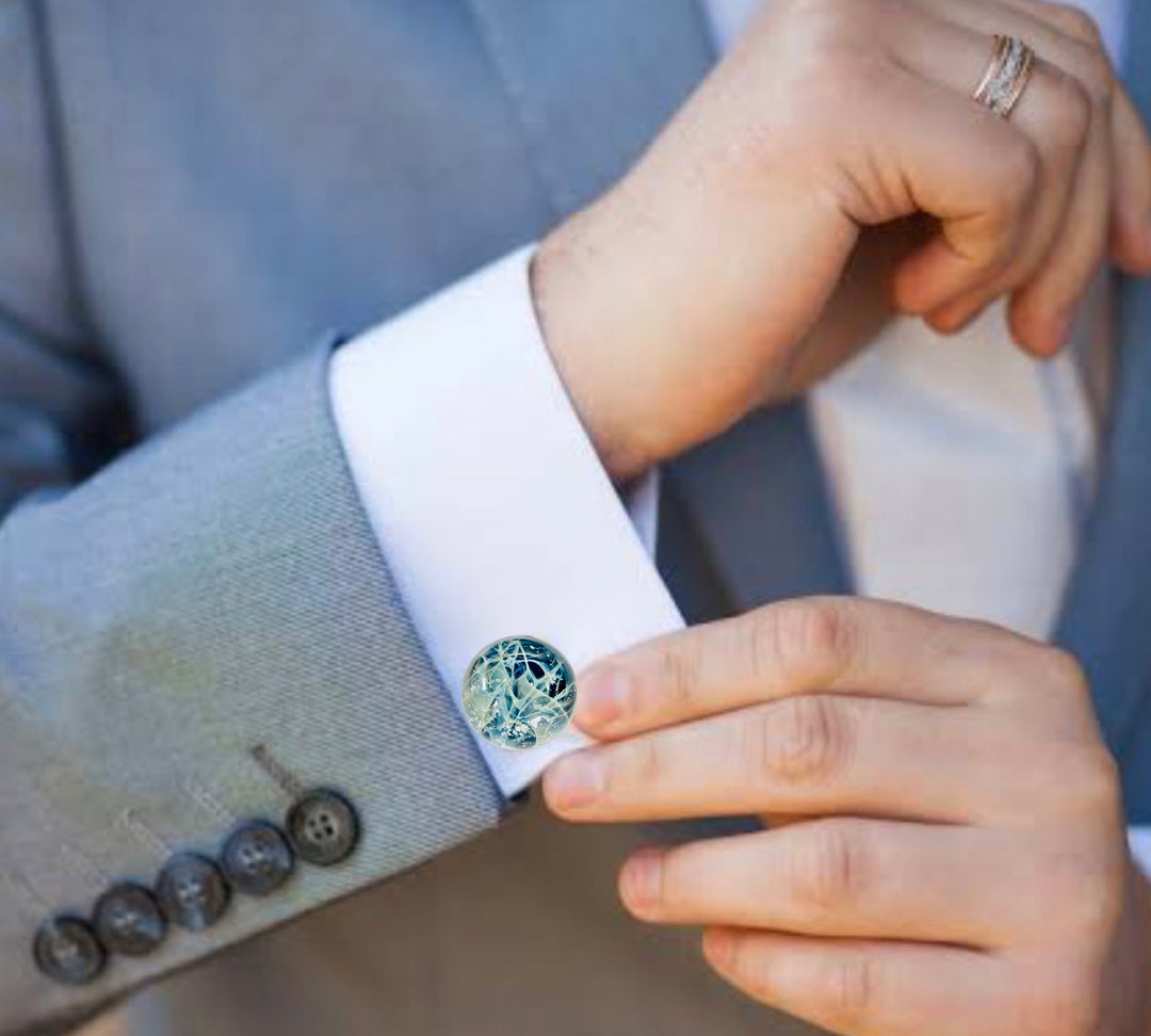 Memorial Silver Smoke Cufflinks - Cremation Ash Jewelry