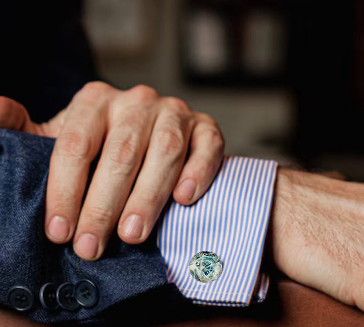 Memorial Silver Smoke Cufflinks - Cremation Ash Jewelry