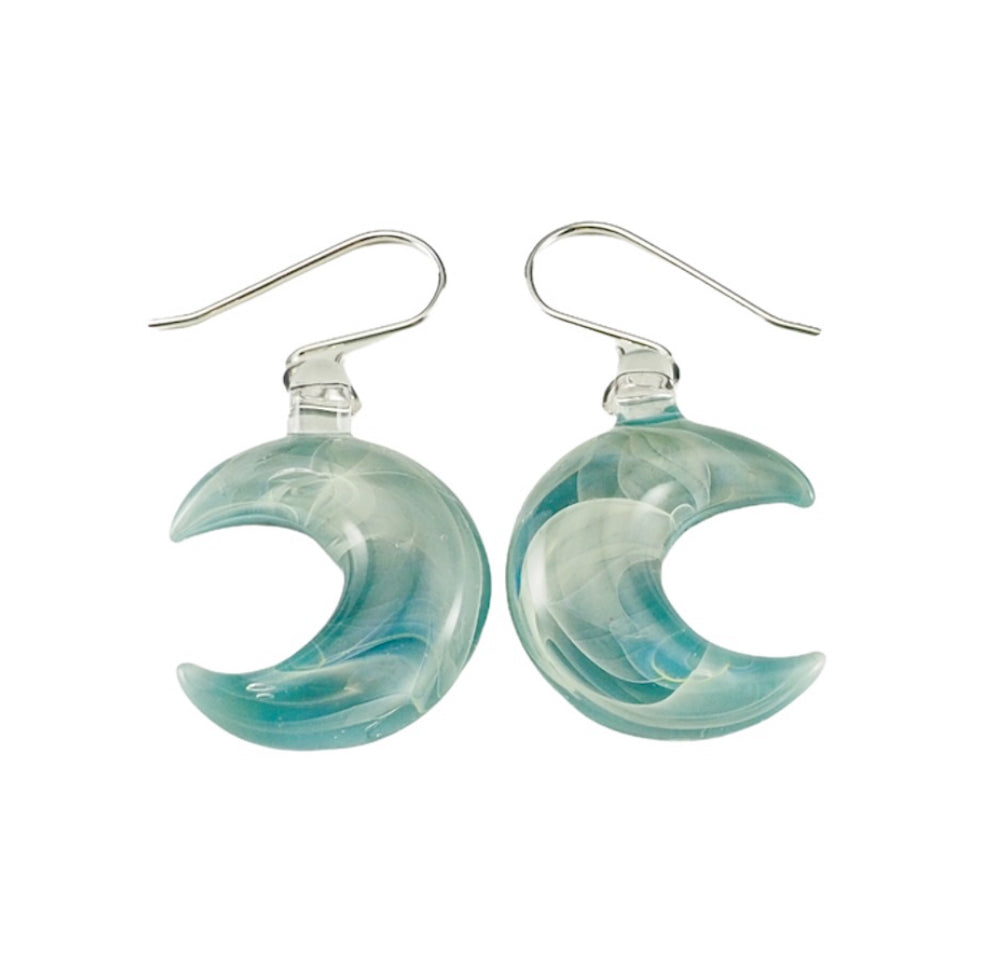 Aqua Crescent Moon Earring